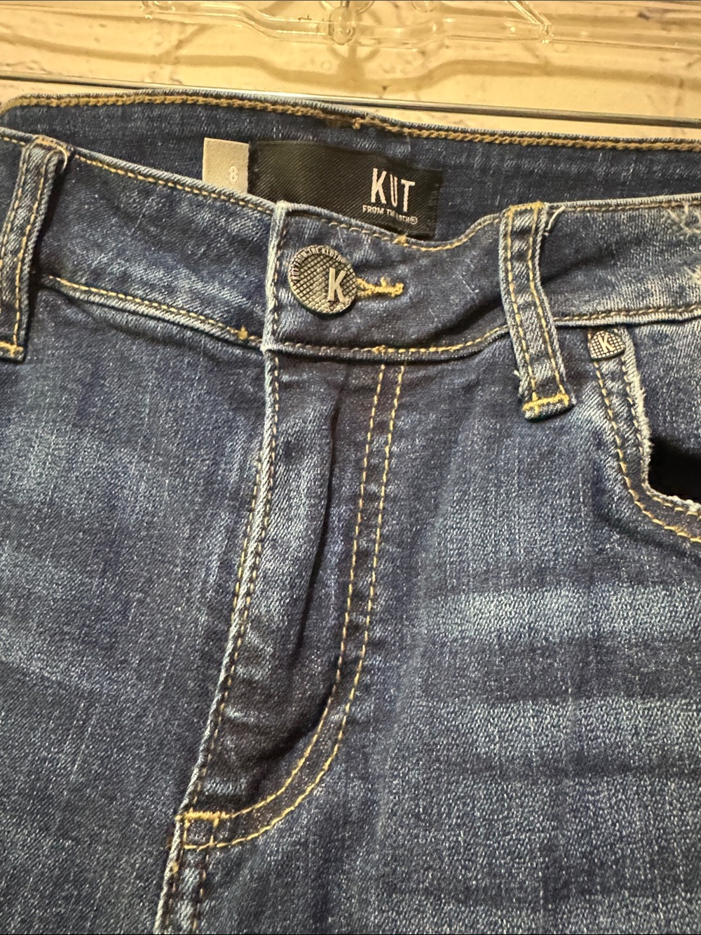 Kut from the Kloth KelseyHigh Rise Ankle Flare with Frayed Hem Jeans - Picture 8 of 15